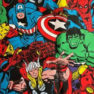 Marvel Avengers Fabric Remnant Thor Hulk Captain America Spider Man Cotton 25x13